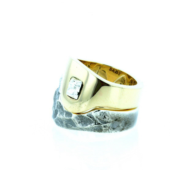 Yin Yang Double Stack Ring in Silver and Brass Alloy