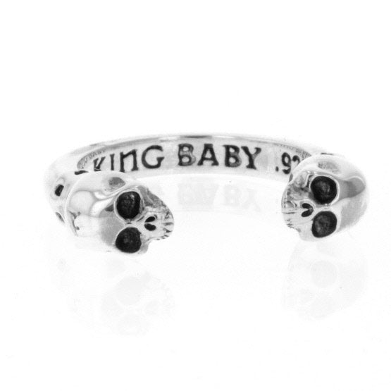 king baby open ring with skulls