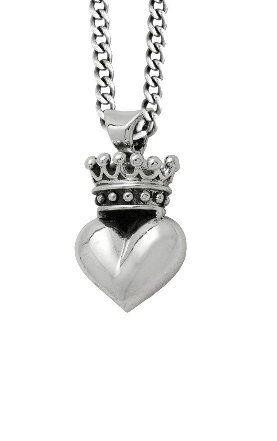 king baby 3d crowned heart necklace