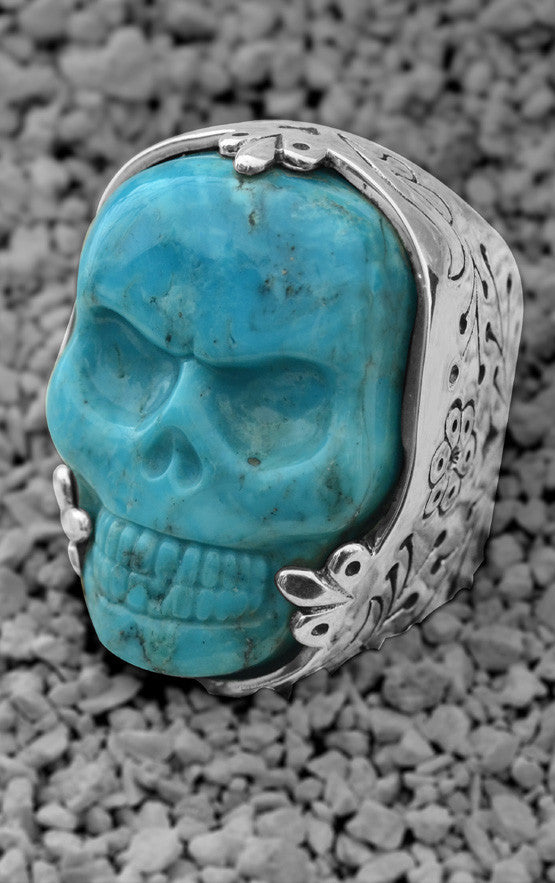 Turquoise Classic Skull Ring
