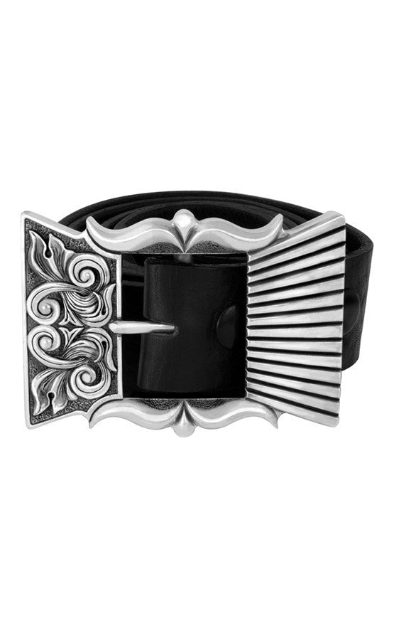 Engraved Scroll Garrison Concho Buckle