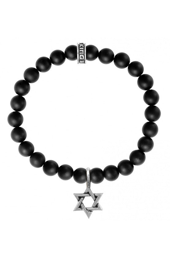 Onyx Bead Bracelet w/Star of David
