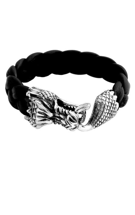 Leather Bracelet w/Large Dragon Clasp