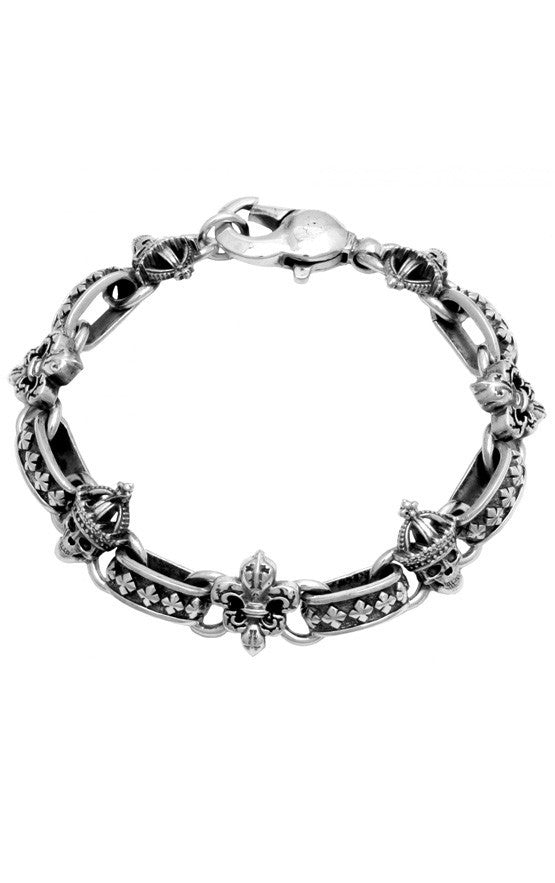 king baby skull and fleur de lis bracelet