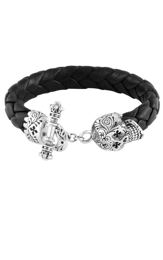 king baby leather day of the dead skull bracelet