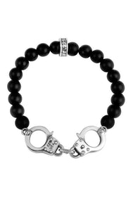 Onyx Bead Bracelet w/Handcuffs