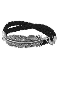 king baby double wrap leather bracelet with raven feather