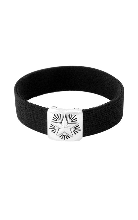 Black Elastic Bracelet with Star Concho