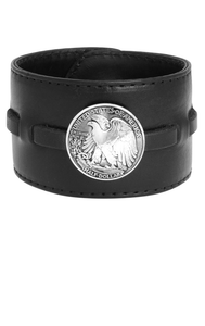 Leather Cuff with a Half Dollar Coin