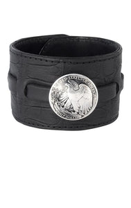 Leather Cuff with a Half Dollar Coin