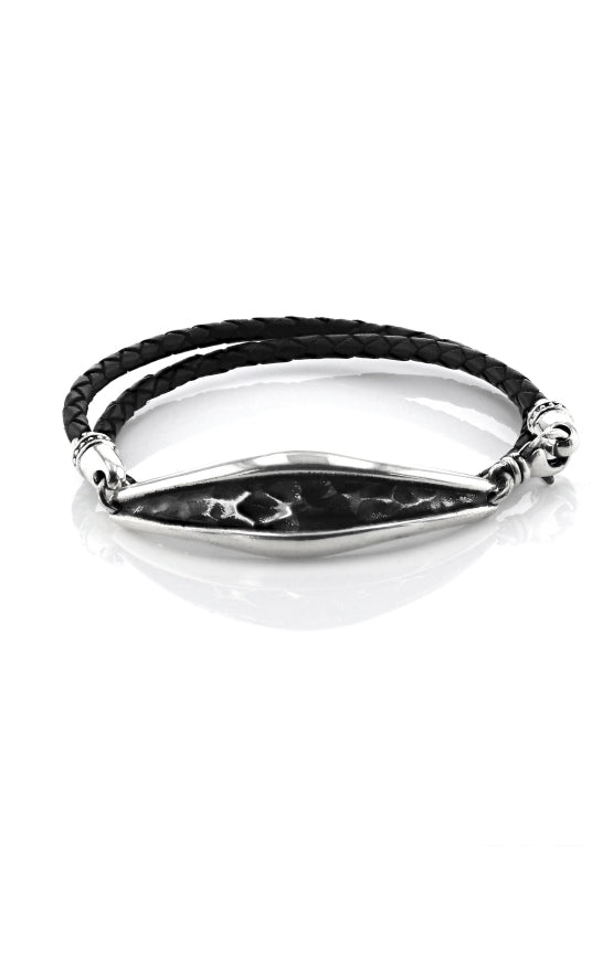 leather king baby bracelet with sterling silver