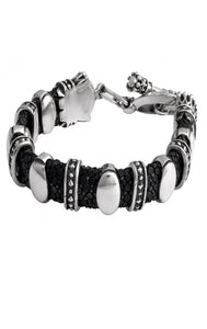 Black Stingray Bracelet w/Silver Links