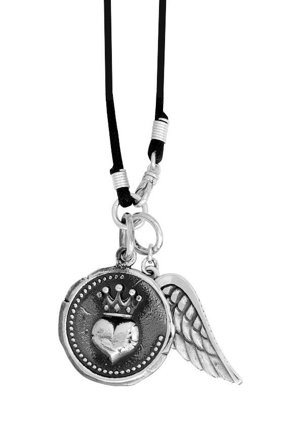 king baby men's crowned heart pendant