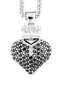 Large 3D Pave Black CZ Crowned Heart Pendant