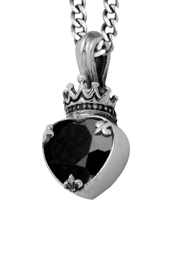 Large Black CZ Heart Pendant