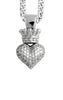 Small 3D Pave CZ Crowned Heart Pendant