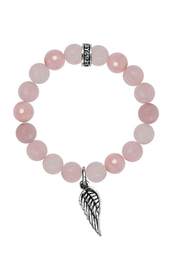 10mm Rose Quartz Bead Bracelet w/Wing