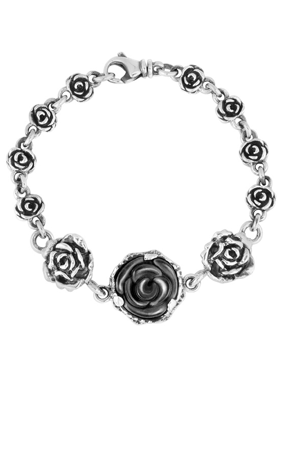 Rose Motif Bracelet with Jet Rose