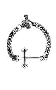 Traditional Cross w/Curb Link Bracelet