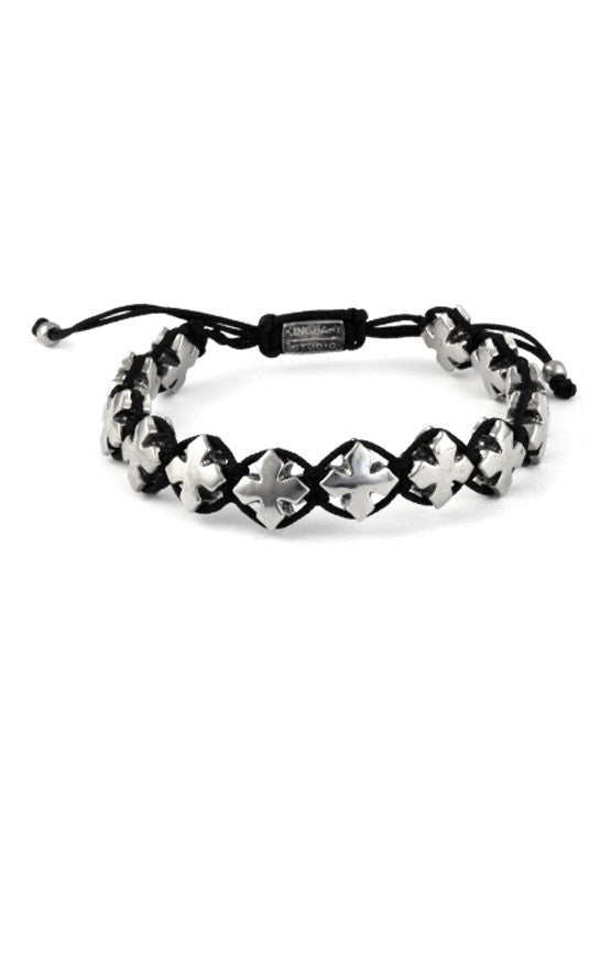 Black Macrame Bracelet w/ Alloy MB Crosses