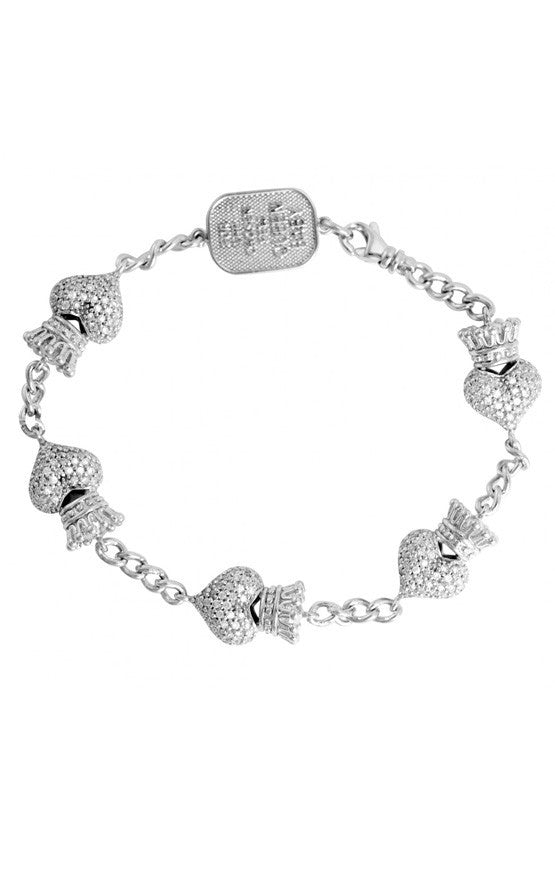 Pave CZ Crowned Heart Motif Bracelet