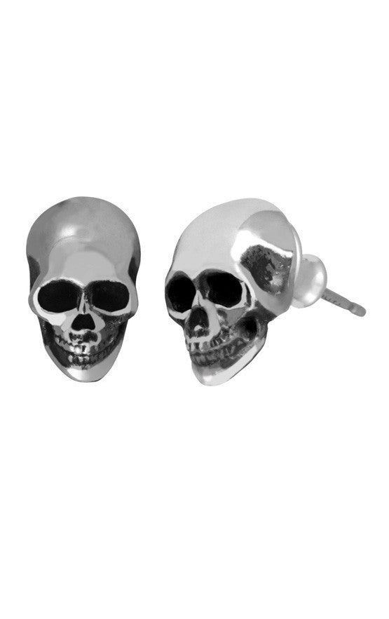 king baby silver skull earrings