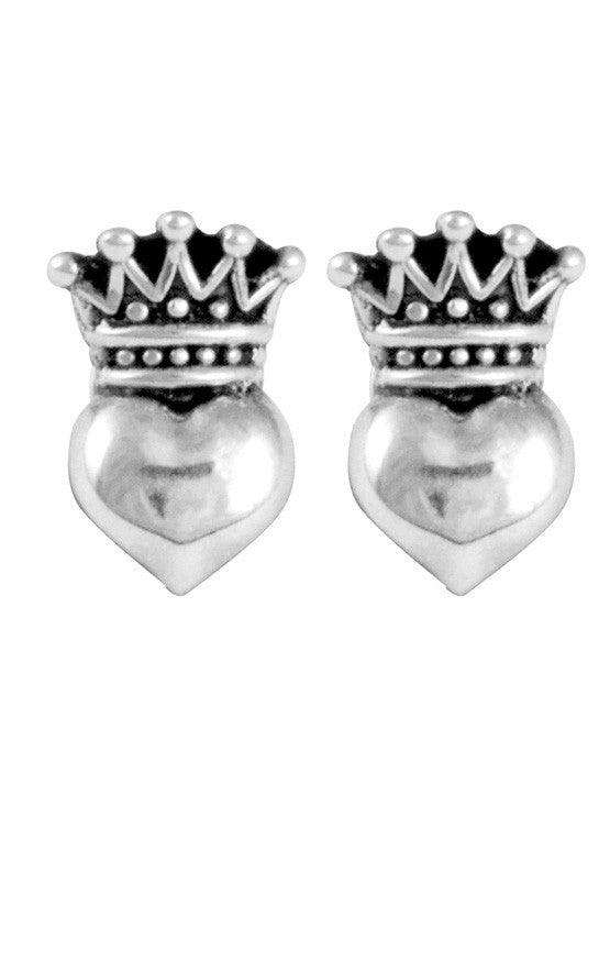 Baby Crowned Heart Post Earrings