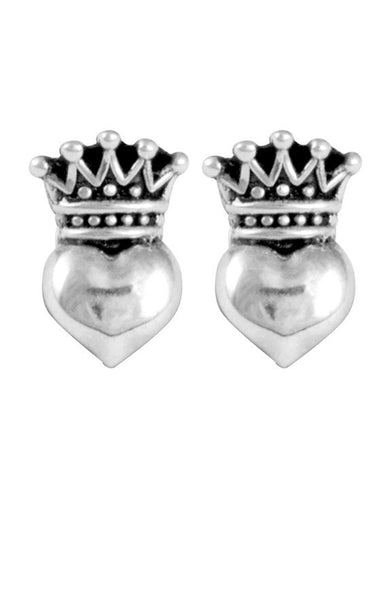 Baby Crowned Heart Post Earrings