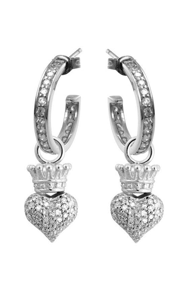 king baby crowned heart earrings
